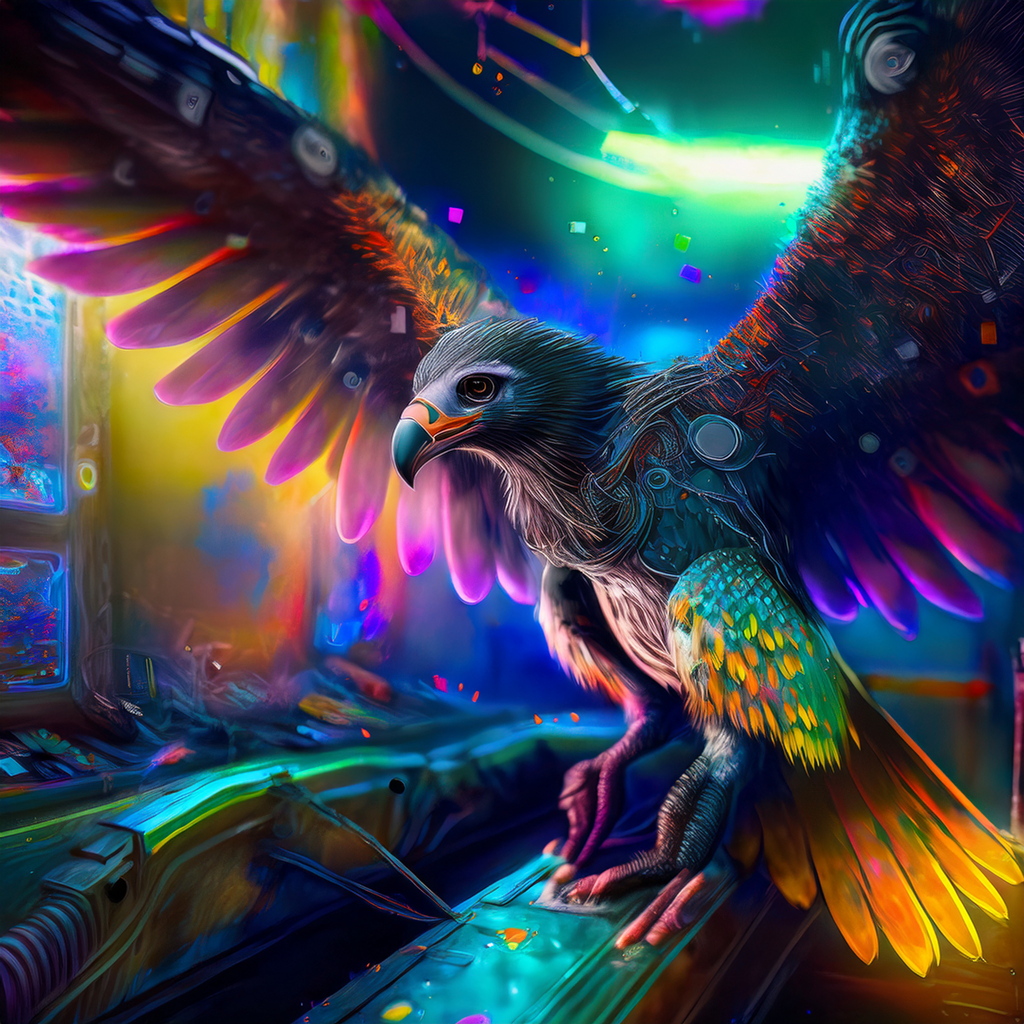 Cyber Punk Condor — Neon Flight Digital Art Download